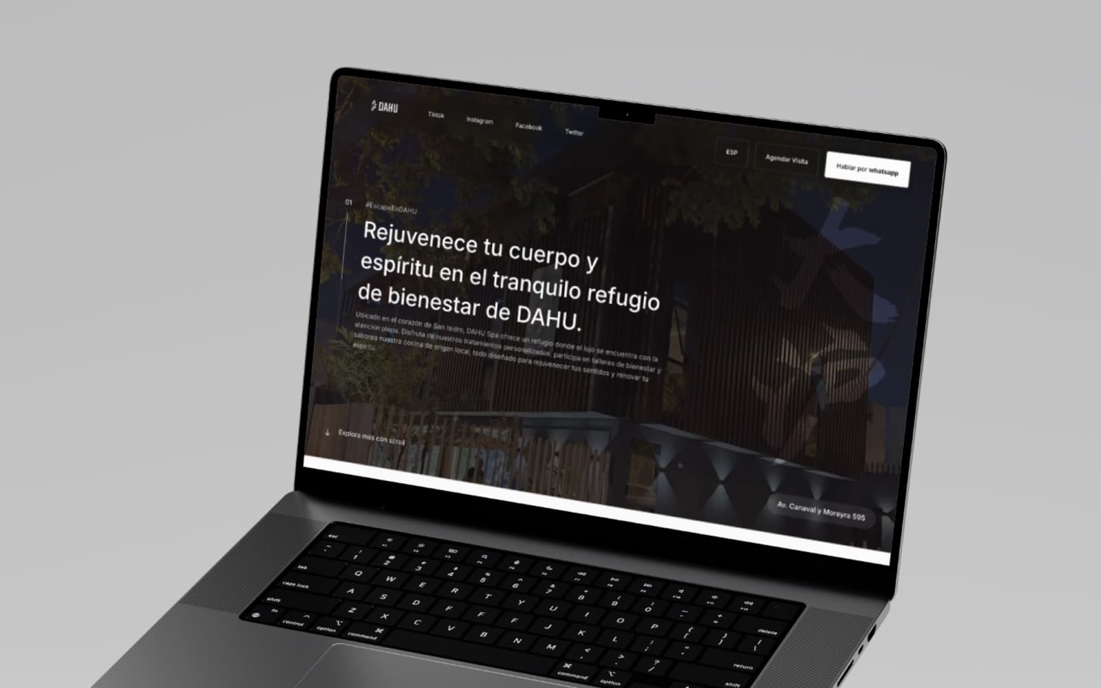 DAHU Spa — home page on a laptop
